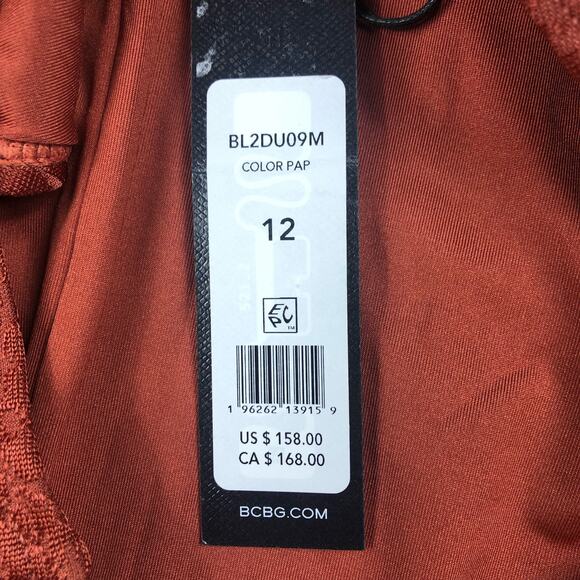 BCBGMAXAZRIA Swimsuit Paprika Rust Leopard Animal Print One Shoulder Swimsuit 12 - Picture 7 of 7